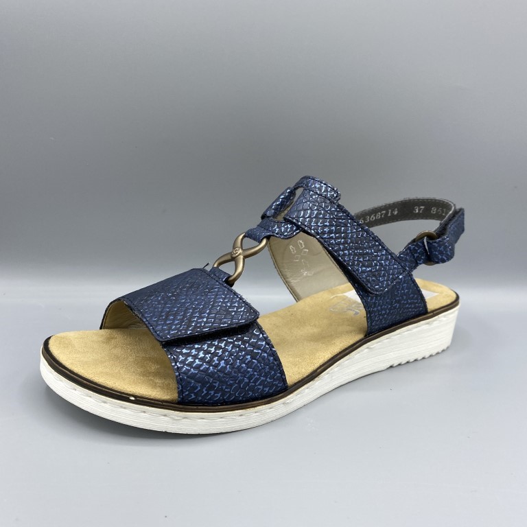 Rieker sandalen donker blauw metallic - Modeschoenen Dongen