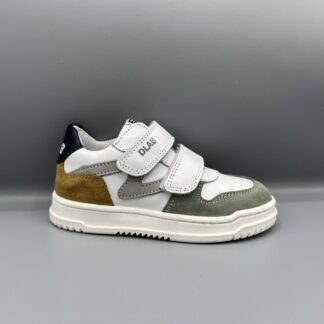 128 Develab schoenen met klittenband wit cognac groen