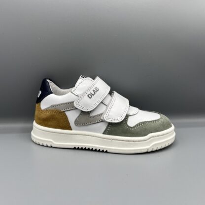 128 Develab schoenen met klittenband wit cognac groen