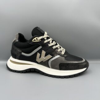 002 VIA VAI sneakers zwart zilver metallic