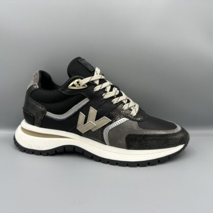002 VIA VAI sneakers zwart zilver metallic