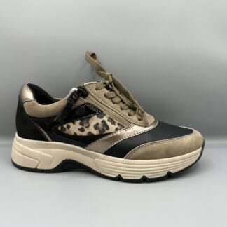 050 Tamaris comfort sneakers zwart taupe panter