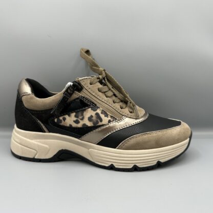050 Tamaris comfort sneakers zwart taupe panter