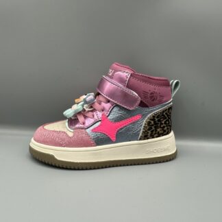 291 Shoesme boot roze blauw panter