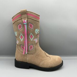 302 Shoesme western laarsje cognac blauw roze