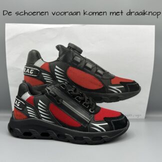 488 Red Rag schoenen met draaiknop rood zwart