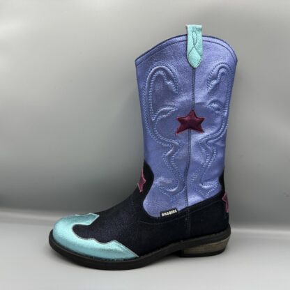 523 Braqeez western laarsje blauw metallic