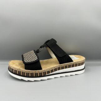 180 Rieker slippers zwart beige