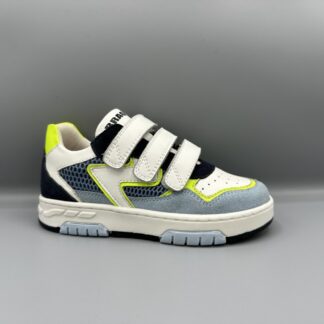 254 Braqeez schoenen met klittenband wit blauw geel