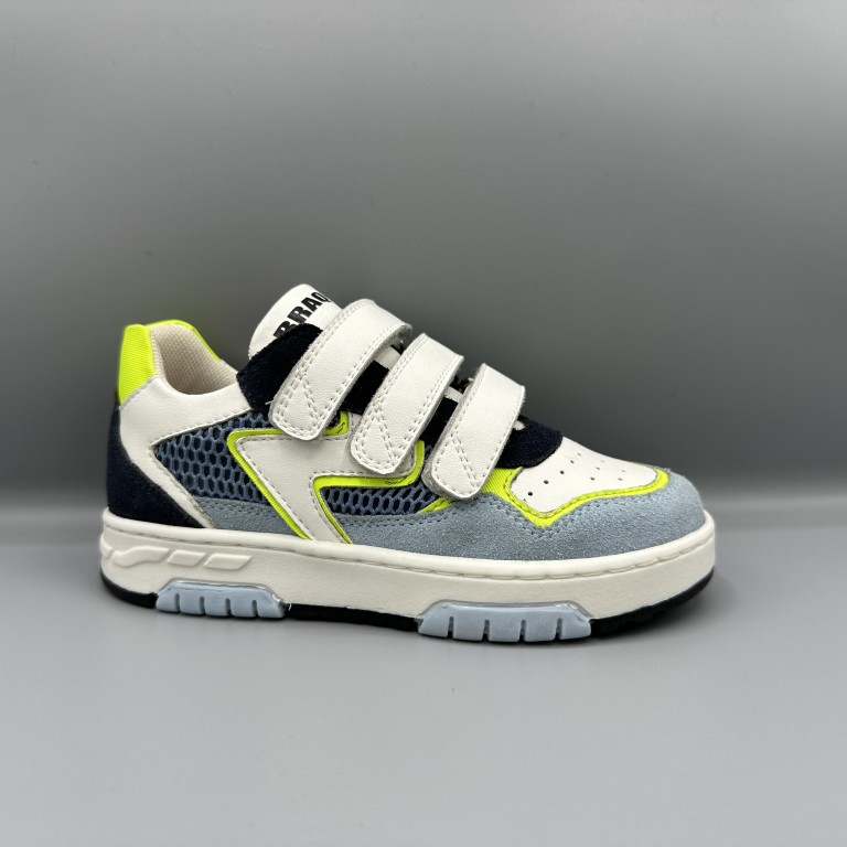 254 Braqeez schoenen met klittenband wit blauw geel