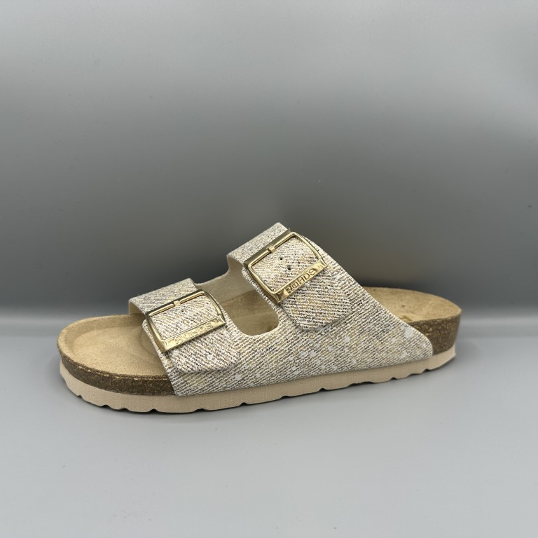 259 Rohde slippers beige goud metallic