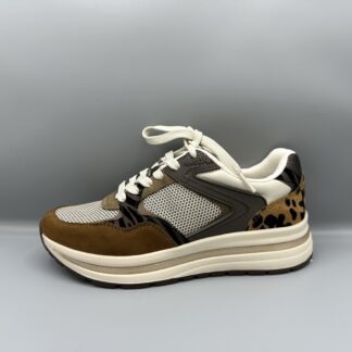 074 Tamaris sneakers cognac grijs panter