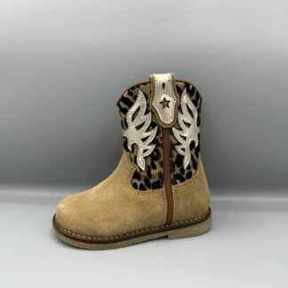 372 Pinocchio western laarsje cognac panter